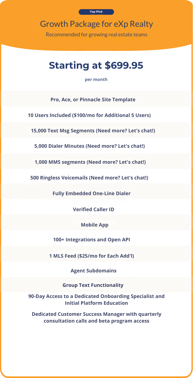 Growth Package Pricing for eXp Realty